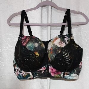 Cacique Black Floral Women's Bra